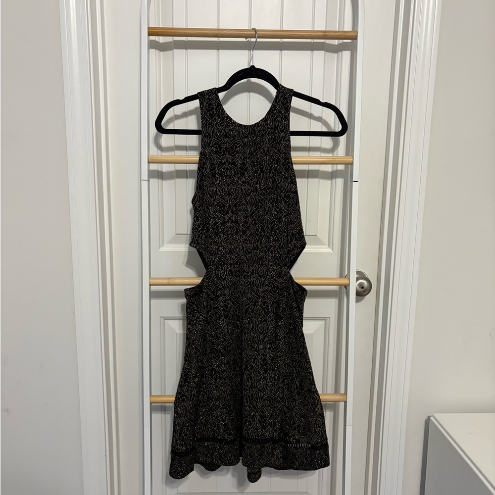 Ella Moss Black and Gold Cutout Mini Dress
